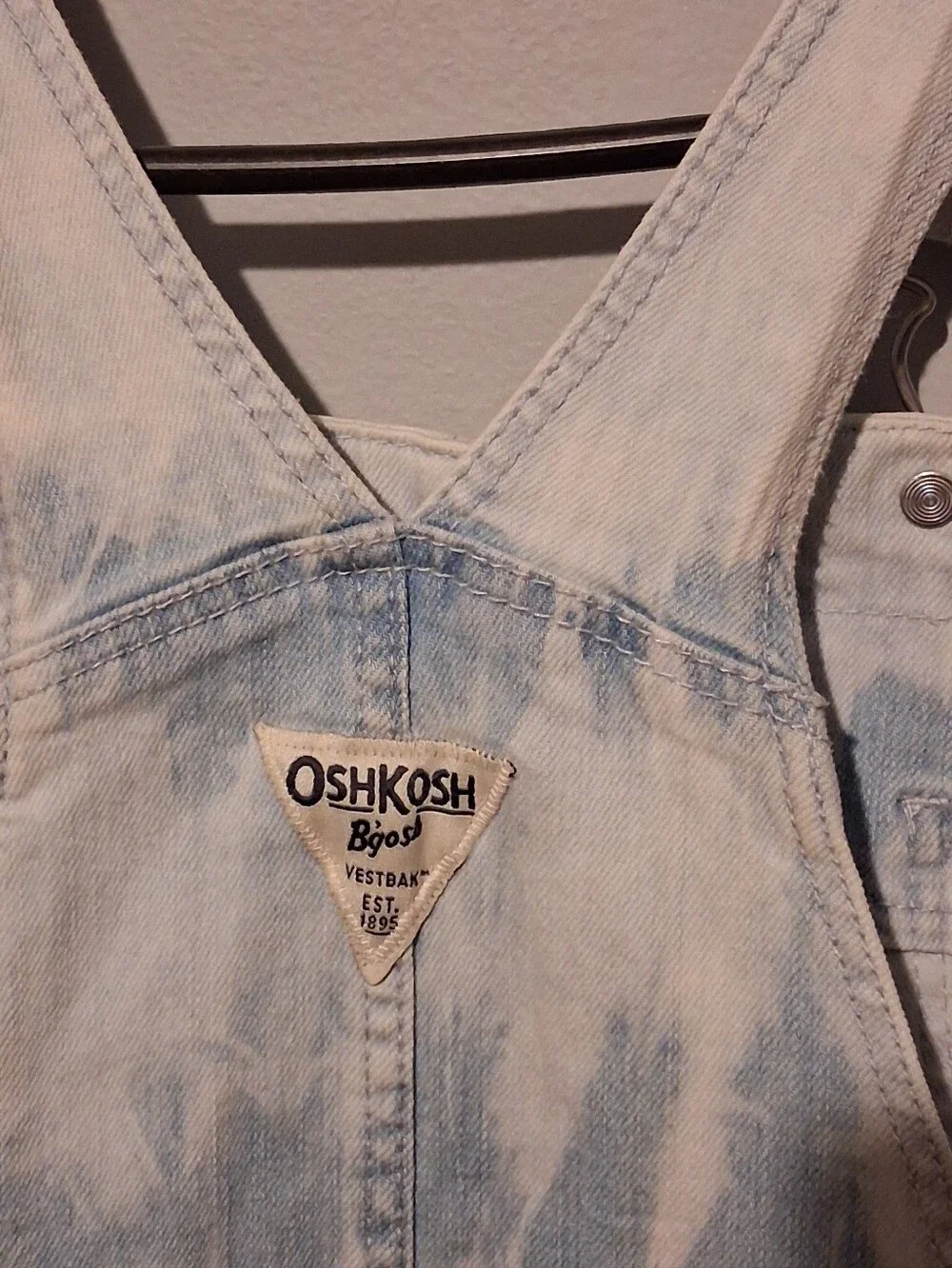 OshKosh Girls Tie Dye Denim Overalls Vestbak Jumper Dress Size 14 Bib Pocket